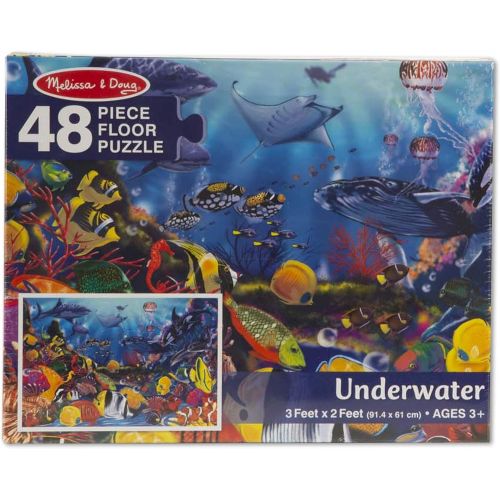 [아마존베스트]Melissa & Doug Underwater Floor Puzzle (Extra-Thick Cardboard Construction, Beautiful Original Artwork, 48 Pieces, 2′ × 3′)
