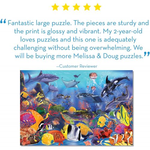  [아마존베스트]Melissa & Doug Underwater Floor Puzzle (Extra-Thick Cardboard Construction, Beautiful Original Artwork, 48 Pieces, 2′ × 3′)