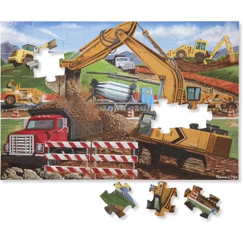  [아마존베스트]Melissa & Doug Construction Vehicles Jigsaw Floor Puzzle (Beautiful Original artwork, Sturdy Cardboardpiece, 48Piece, 2’ X 3’)