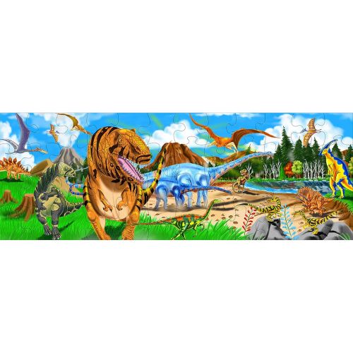  [아마존베스트]Melissa & Doug Land of Dinosaurs Floor Puzzle (Easy-Clean Surface, Promotes Hand-Eye Coordination, 48 Pieces, 4 Feet Long)
