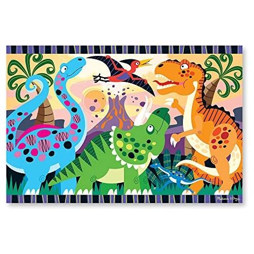  [아마존베스트]Melissa & Doug Dinosaur Dawn Jumbo Jigsaw Floor Puzzle (24 pcs, 2 x 3 feet)