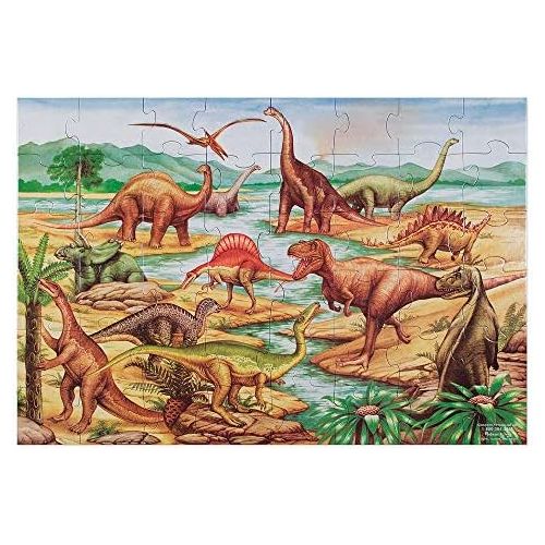  [아마존베스트]Melissa & Doug Dinosaurs Floor Puzzle, Extra-Thick Cardboard Construction, Beautiful Original Artwork, 48 Pieces, 2’ x 3’