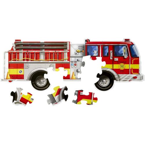  [아마존베스트]Melissa & Doug Giant Fire Truck Floor Puzzle (Easy-Clean Surface, Promotes Hand-Eye Coordination,24 Pieces, 48” L x 18” W)