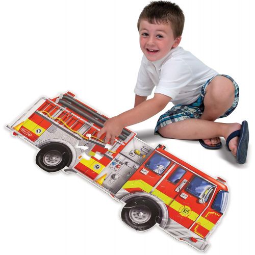  [아마존베스트]Melissa & Doug Giant Fire Truck Floor Puzzle (Easy-Clean Surface, Promotes Hand-Eye Coordination,24 Pieces, 48” L x 18” W)