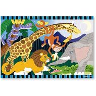 [아마존베스트]Melissa & Doug Safari Social Jumbo Jigsaw Floor Puzzle (24 pcs, 2 x 3 feet)