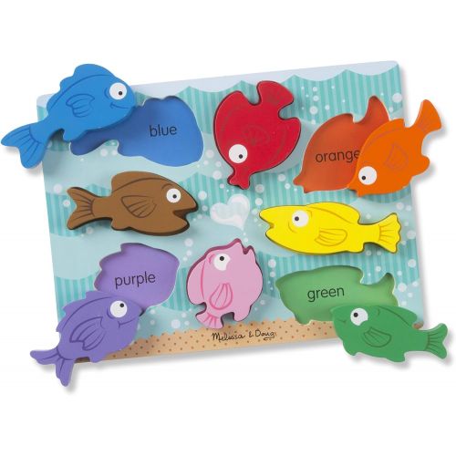  [아마존베스트]Melissa & Doug Colorful Fish Wooden Chunky Puzzle (8 Pieces)