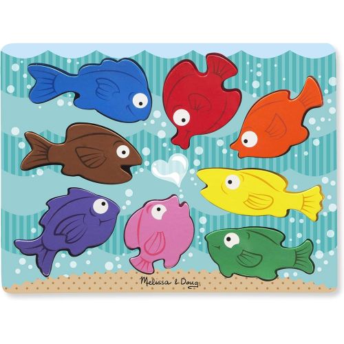  [아마존베스트]Melissa & Doug Colorful Fish Wooden Chunky Puzzle (8 Pieces)