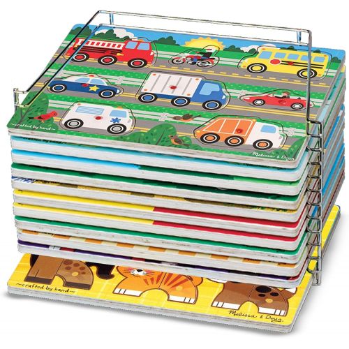  [아마존베스트]Melissa & Doug Wire Puzzle Storage Rack (Arts & Crafts, Sturdy Metal Construction, Pre-Assembled, Peg Puzzle Storage, 8.5” H x 8.5” W x 12” L)