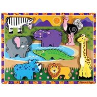 [아마존베스트]Melissa & Doug Safari Wooden Chunky Puzzle (Preschool, Chunky Wooden Pieces, Full-Color Pictures, 8 Pieces)