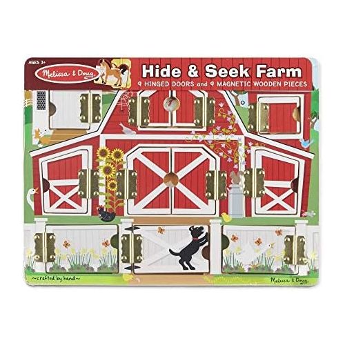  [아마존베스트]Melissa & Doug Hide & Seek Farm (Developmental Toys, Magnetic Puzzle Board, Sturdy Wooden Construction, 9 Pieces, 12” H x 9.4” W x 0.9” L)