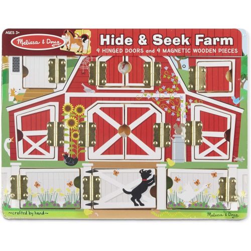  [아마존베스트]Melissa & Doug Hide & Seek Farm (Developmental Toys, Magnetic Puzzle Board, Sturdy Wooden Construction, 9 Pieces, 12” H x 9.4” W x 0.9” L)