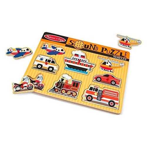  [아마존베스트]Melissa & Doug Vehicles Sound Puzzle (8 Pieces)