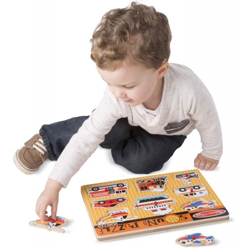  [아마존베스트]Melissa & Doug Vehicles Sound Puzzle (8 Pieces)