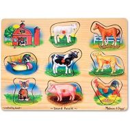 [아마존베스트]Melissa & Doug Farm Sound Puzzle (Wooden Peg Puzzle With Sound Effects, 8 pieces)