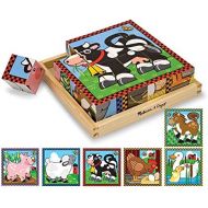 [아마존베스트]Melissa & Doug Farm Cube Puzzle, Preschool Kids, Six Puzzles in One, Sturdy Wooden Construction, 16 Cubes and Wooden Tray, 8” H x 8” W x 2.25” L