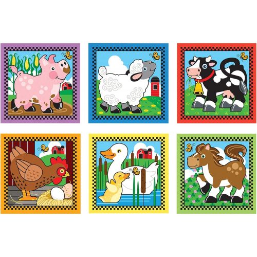  [아마존베스트]Melissa & Doug Farm Cube Puzzle, Preschool Kids, Six Puzzles in One, Sturdy Wooden Construction, 16 Cubes and Wooden Tray, 8” H x 8” W x 2.25” L