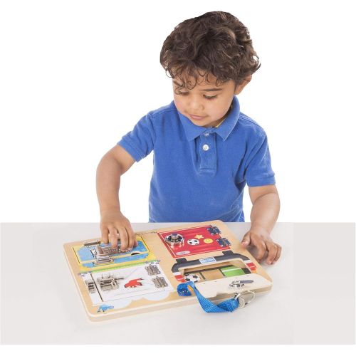  [아마존베스트]Melissa & Doug Locks & Latches Board Wooden Educational Toy (Sturdy Wooden Construction, Helps Develop Fine-Motor Skills)