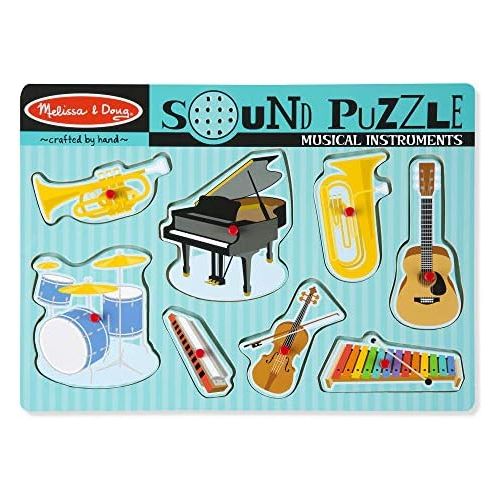  [아마존베스트]Melissa & Doug Musical Instruments Sound Puzzle - Wooden Peg Puzzle (8 pcs)