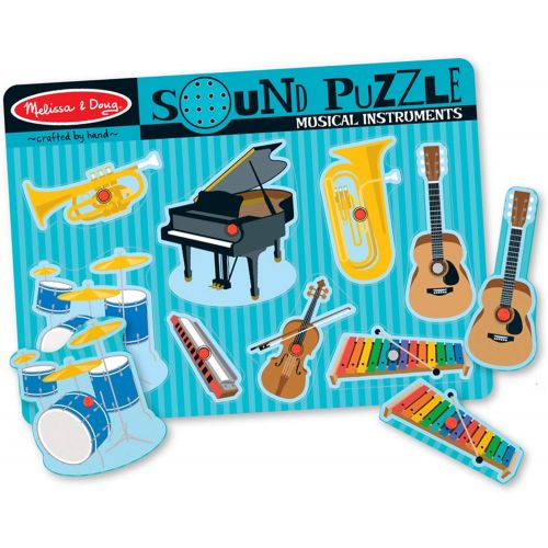  [아마존베스트]Melissa & Doug Musical Instruments Sound Puzzle - Wooden Peg Puzzle (8 pcs)