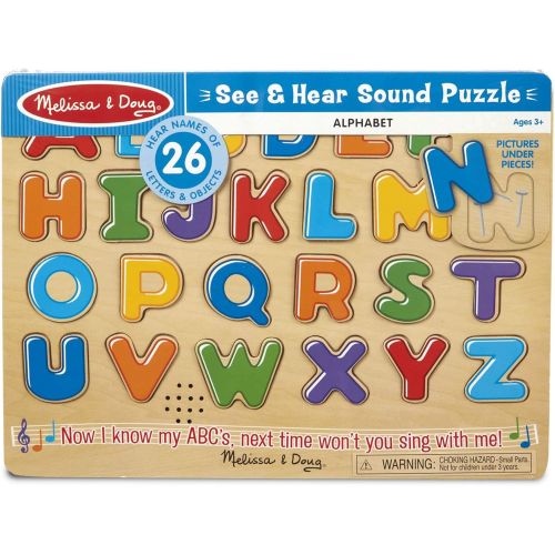  [아마존베스트]Melissa & Doug Alphabet Sound Puzzle - Wooden Puzzle With Sound Effects (26 pcs)