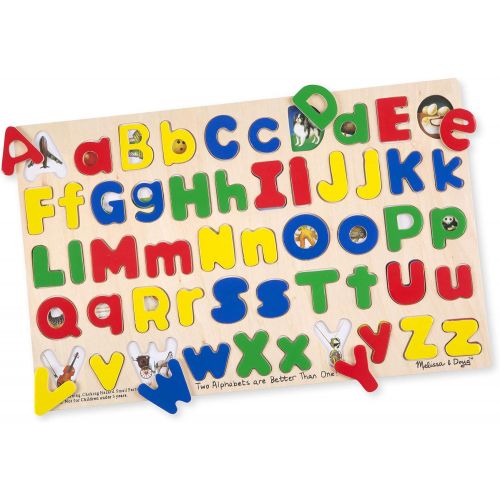  [아마존베스트]Melissa & Doug Upper & Lower Case Alphabet Letters Wooden Puzzle (52 pcs)