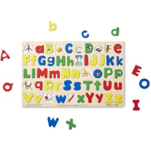  [아마존베스트]Melissa & Doug Upper & Lower Case Alphabet Letters Wooden Puzzle (52 pcs)