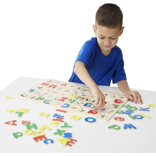  [아마존베스트]Melissa & Doug Upper & Lower Case Alphabet Letters Wooden Puzzle (52 pcs)