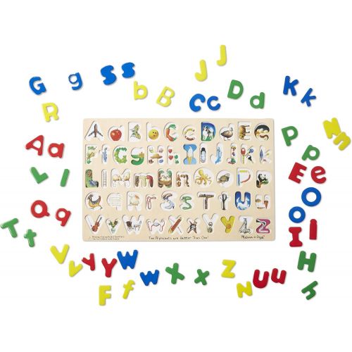  [아마존베스트]Melissa & Doug Upper & Lower Case Alphabet Letters Wooden Puzzle (52 pcs)