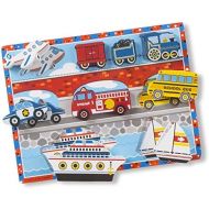 [아마존베스트]Melissa & Doug Vehicles Wooden Chunky Puzzle - Plane, Train, Cars, and Boats (9 pcs)