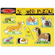 [아마존베스트]Melissa & Doug Pets Sound Puzzle - Wooden Peg Puzzle With Sound Effects (8 pcs)