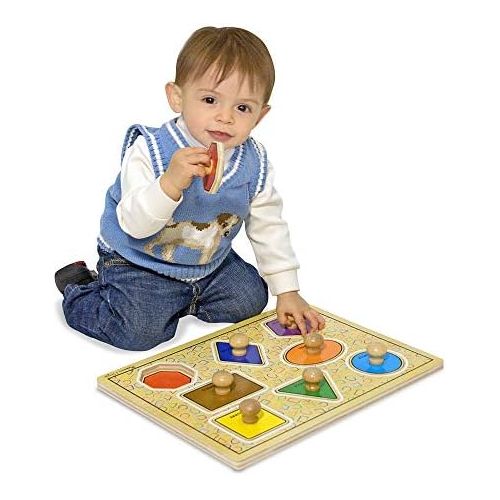  [아마존베스트]Melissa & Doug Deluxe Jumbo Knob Wooden Puzzle - Geometric Shapes (8 pcs)