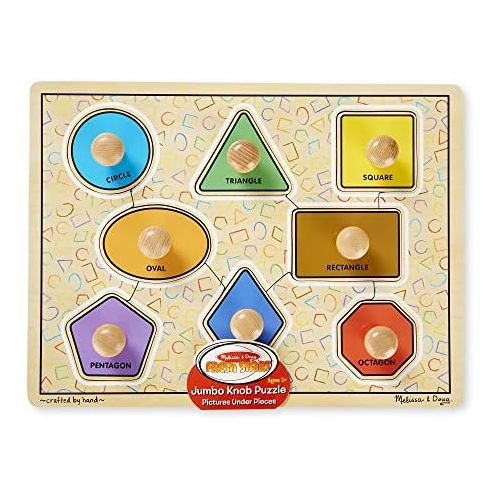  [아마존베스트]Melissa & Doug Deluxe Jumbo Knob Wooden Puzzle - Geometric Shapes (8 pcs)