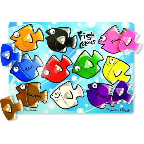  [아마존베스트]Melissa & Doug Fish Colors Mix n Match Wooden Peg Puzzle (10 pcs)