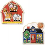 [아마존베스트]Melissa & Doug Jumbo Knob Wooden Puzzles Set - Shapes and Barn