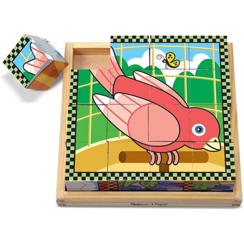  [아마존베스트]Melissa & Doug Pets Wooden Cube Puzzle With Storage Tray (16 pcs)