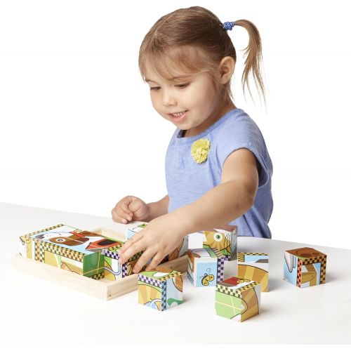  [아마존베스트]Melissa & Doug Pets Wooden Cube Puzzle With Storage Tray (16 pcs)