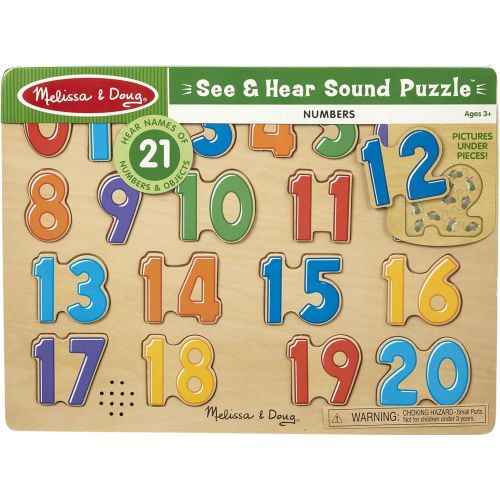  [아마존베스트]Melissa & Doug Numbers Sound Puzzle - Wooden Puzzle With Sound Effects (21 pcs)