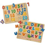 [아마존베스트]Melissa & Doug Sound Puzzles Set: Numbers and Alphabet - Wooden Peg Puzzles