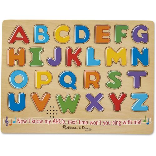  [아마존베스트]Melissa & Doug Sound Puzzles Set: Numbers and Alphabet - Wooden Peg Puzzles