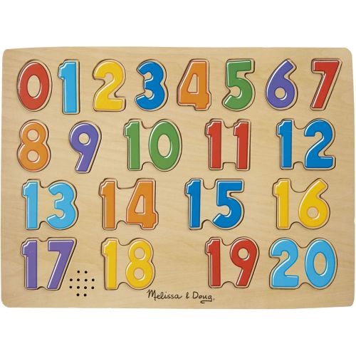  [아마존베스트]Melissa & Doug Sound Puzzles Set: Numbers and Alphabet - Wooden Peg Puzzles