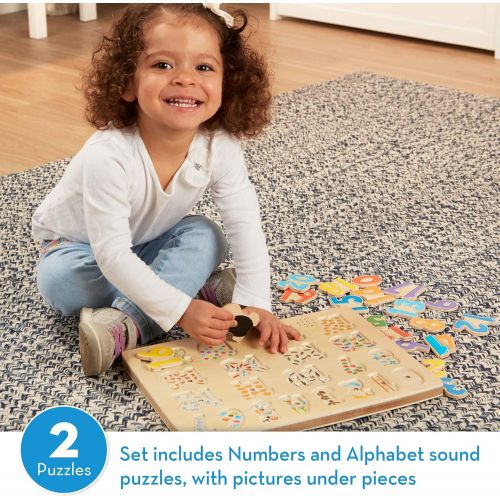  [아마존베스트]Melissa & Doug Sound Puzzles Set: Numbers and Alphabet - Wooden Peg Puzzles