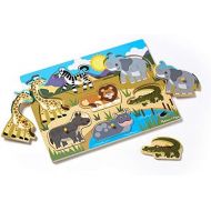 [아마존베스트]Melissa & Doug Safari Peg Puzzle (Colorful Animal Artwork, Extra-Thick Wooden Construction, 7 Pieces)