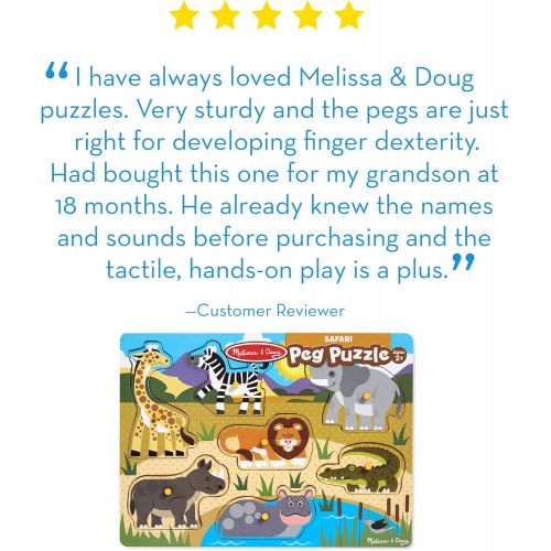  [아마존베스트]Melissa & Doug Safari Peg Puzzle (Colorful Animal Artwork, Extra-Thick Wooden Construction, 7 Pieces)