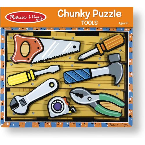  [아마존베스트]Melissa & Doug Tools Wooden Chunky Puzzle (7 pcs)