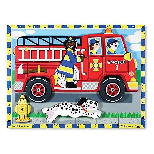  [아마존베스트]Melissa & Doug Fire Truck Wooden Chunky Puzzle (18 pcs)