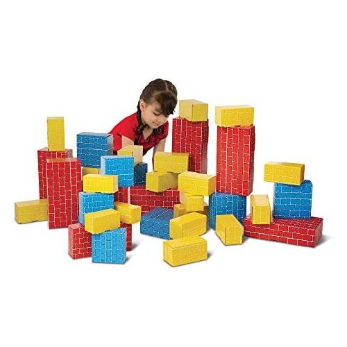  [아마존베스트]Melissa & Doug Deluxe Jumbo Cardboard Blocks (Developmental Toy, Extra-Thick Cardboard Construction, 40 Pieces, 12.5″ H × 7″ W × 19″ L)