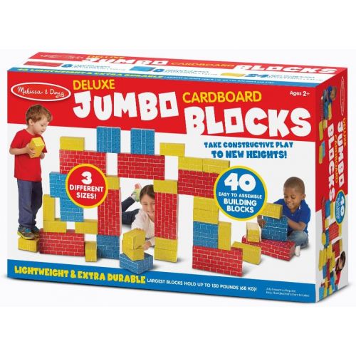  [아마존베스트]Melissa & Doug Deluxe Jumbo Cardboard Blocks (Developmental Toy, Extra-Thick Cardboard Construction, 40 Pieces, 12.5″ H × 7″ W × 19″ L)