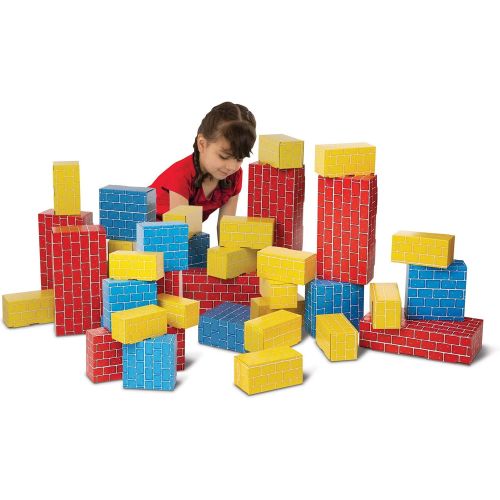  [아마존베스트]Melissa & Doug Deluxe Jumbo Cardboard Blocks (Developmental Toy, Extra-Thick Cardboard Construction, 40 Pieces, 12.5″ H × 7″ W × 19″ L)