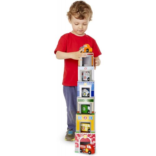  [아마존베스트]Melissa & Doug Nesting and Sorting Blocks (6 Buildings, 6 Wooden Vehicles)