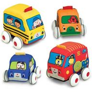 [아마존베스트]Melissa & Doug Pull-Back Vehicles, Soft Baby and Toddler Toy Set (4 Cars and Trucks and Carrying Case)